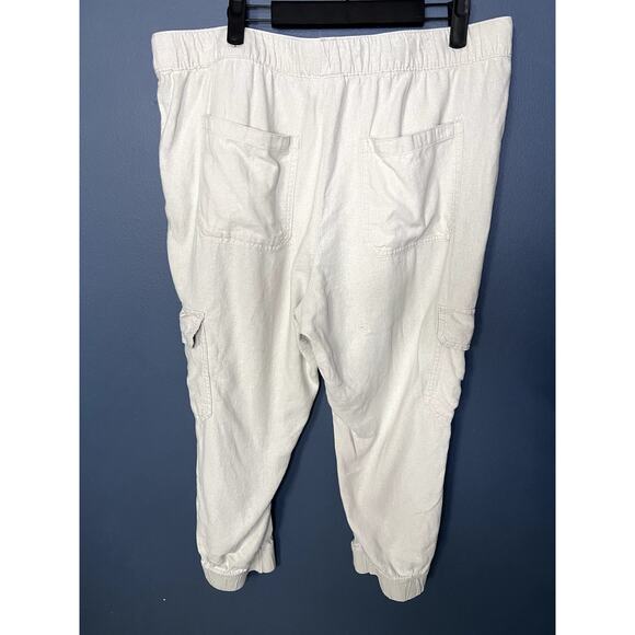 St John's Bay Linen Blend Cream Capri/Cropped Pants Jogger Bottoms Petite XL - Picture 2 of 9